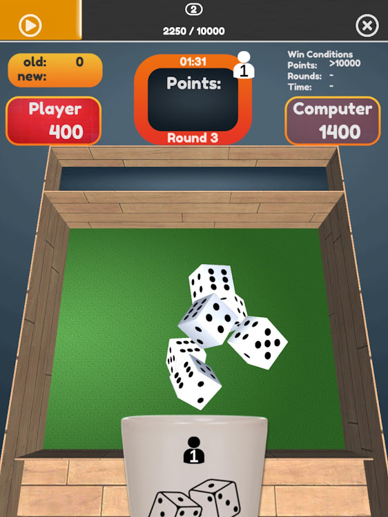 #1. 10000 Dice Farkle King 3D (Android) By: Little Panda Games