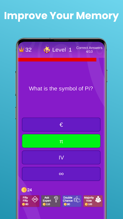 #3. Math Quiz: Brain Training Game (Android) By: Waneta Games