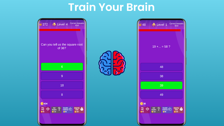 #7. Math Quiz: Brain Training Game (Android) By: Waneta Games