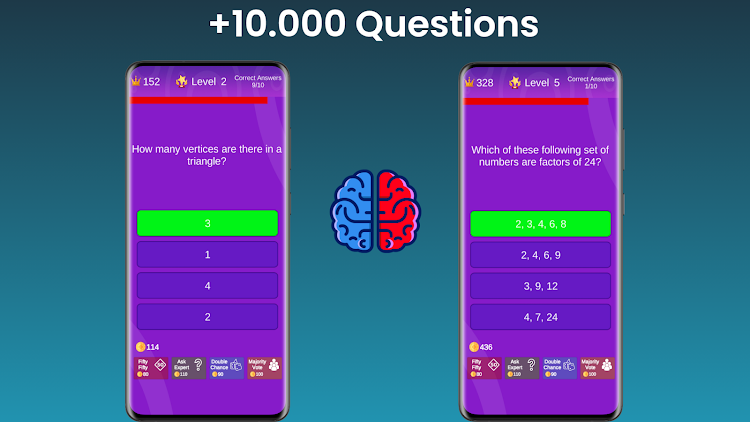 #8. Math Quiz: Brain Training Game (Android) By: Waneta Games