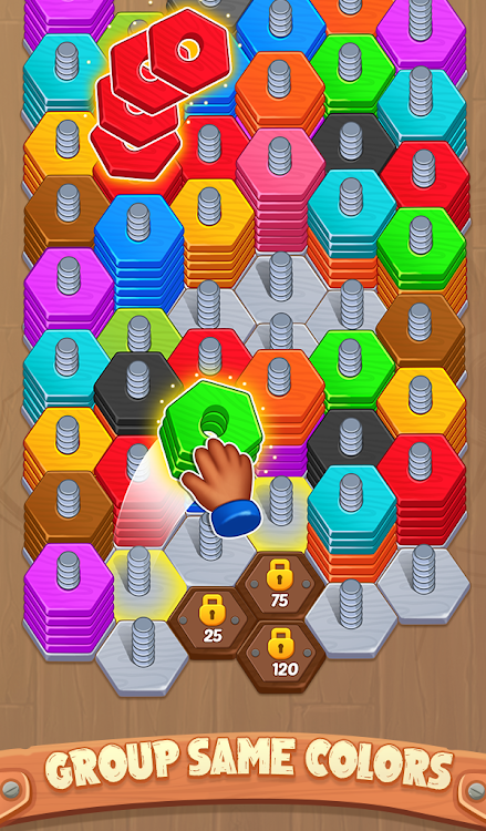 #2. Wood Nuts Sort - Screws Puzzle (Android) By: TechArts Games