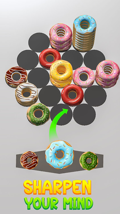 #2. Hexa Donut Sort Shuffle Game (Android) By: Swipe up games