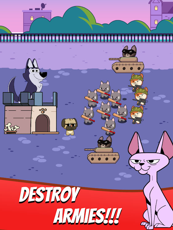 #9. Paws of War: Cats vs Dogs (Android) By: FERA Games - Idle Simulator Tycoon Games