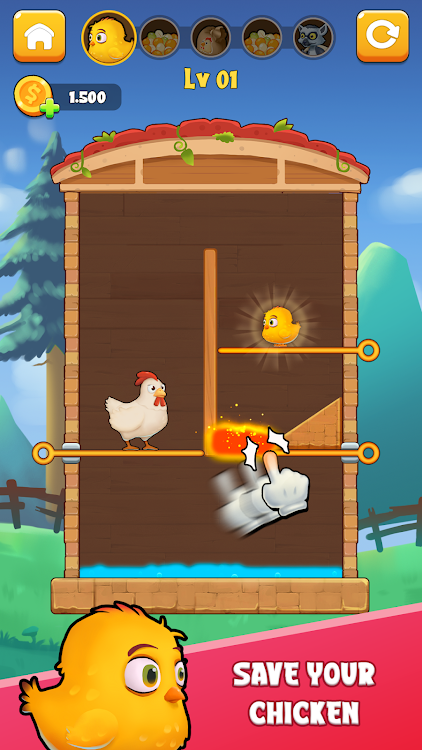 #6. Chicken Rescue: Pull The Pin (Android) By: CSCMobi Studios