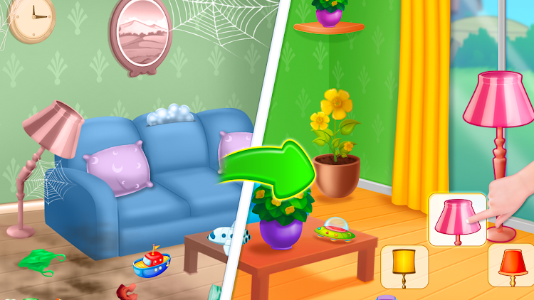 #7. Home cleaning game for girls (Android) By: Ginchu Games