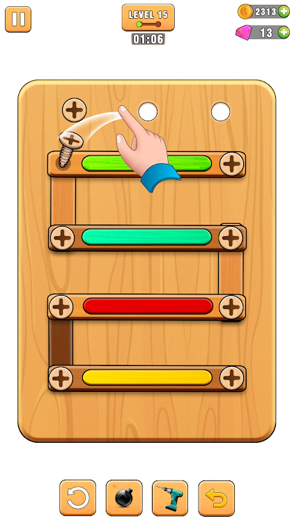 #5. Screw Puzzle Wood Nut and Bolt (Android) By: CROSSJUMP STUDIO