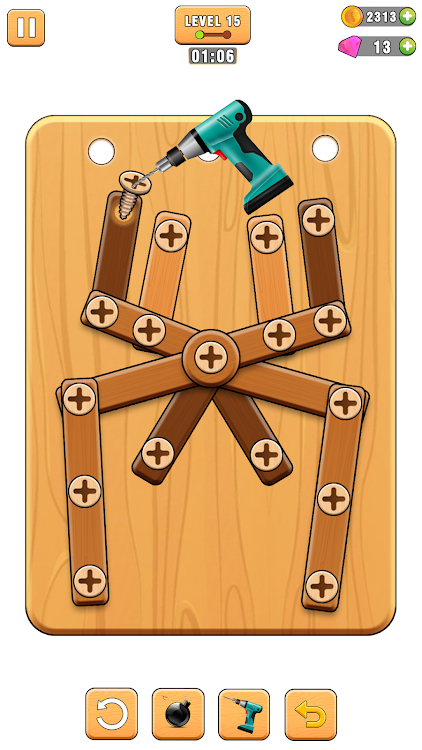 #6. Screw Puzzle Wood Nut and Bolt (Android) By: CROSSJUMP STUDIO