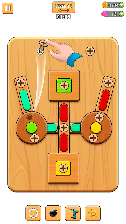 #7. Screw Puzzle Wood Nut and Bolt (Android) By: CROSSJUMP STUDIO