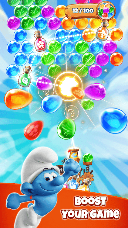 #2. Smurfs Bubble Shooter Story (Android) By: Viva Games Studios