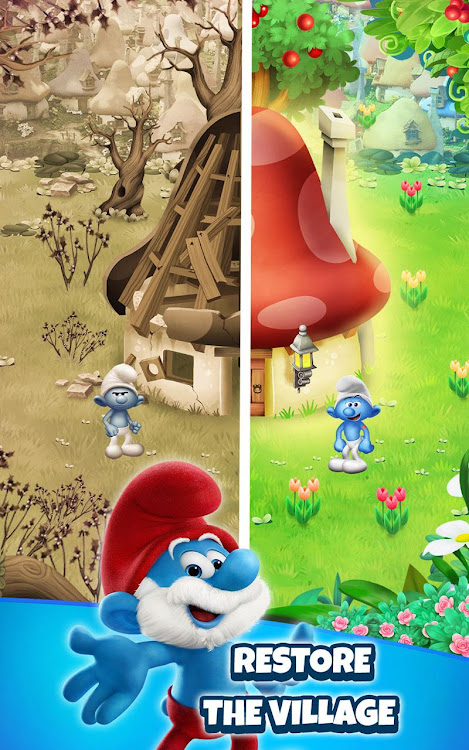 #8. Smurfs Bubble Shooter Story (Android) By: Viva Games Studios