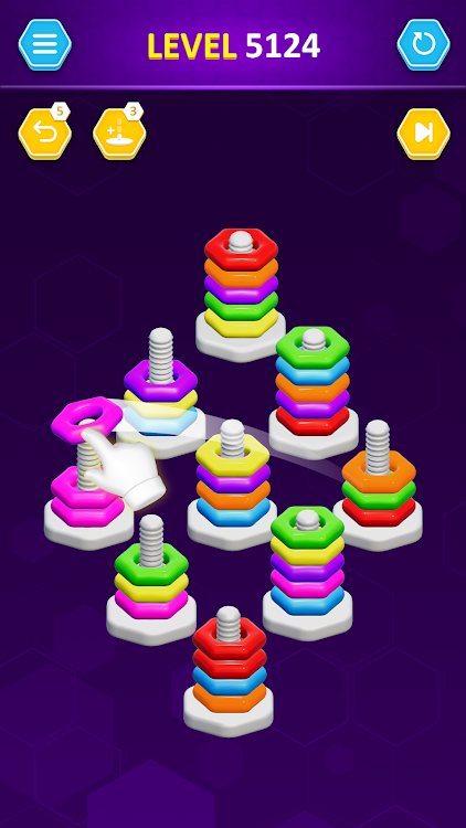 #3. Hexa hoop sort (Android) By: Smash studios