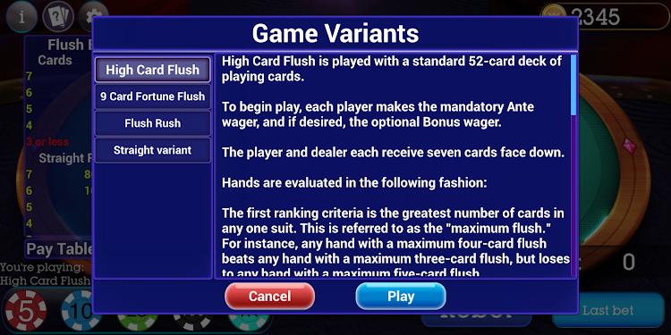 #9. High Card Flush Poker (Android) By: Blue Wind Studio