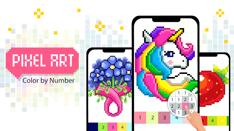 #8. Pixel Art Color by number Game (Android) By: GunjanApps Studios