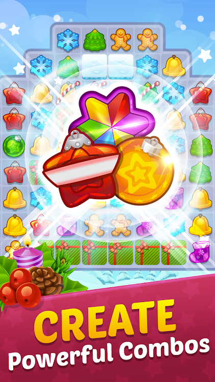 #6. Christmas Match 3 Candy Games (Android) By: Skill Games - Popular Offline Match 3 Games