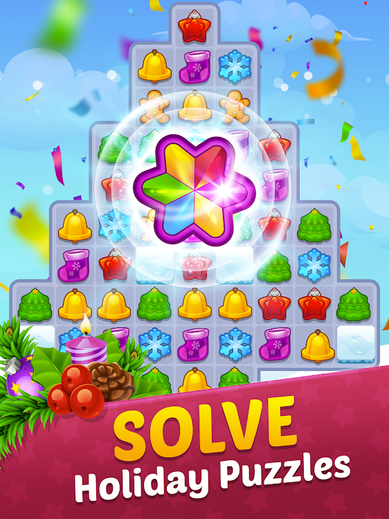 #9. Christmas Match 3 Candy Games (Android) By: Skill Games - Popular Offline Match 3 Games