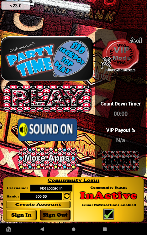 #10. PartyTime Arena UK Slot (Android) By: Cashman_eq