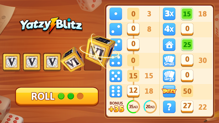 #10. Yatzy Blitz: Classic Dice Game (Android) By: Unicorn Board Games