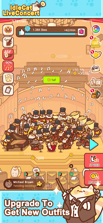 #2. Idle Cat Live Concert (Android) By: Inventgene game