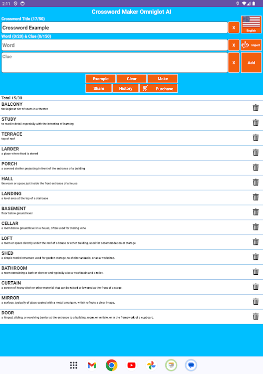 #7. Crossword Maker Omniglot (Android) By: Integrose