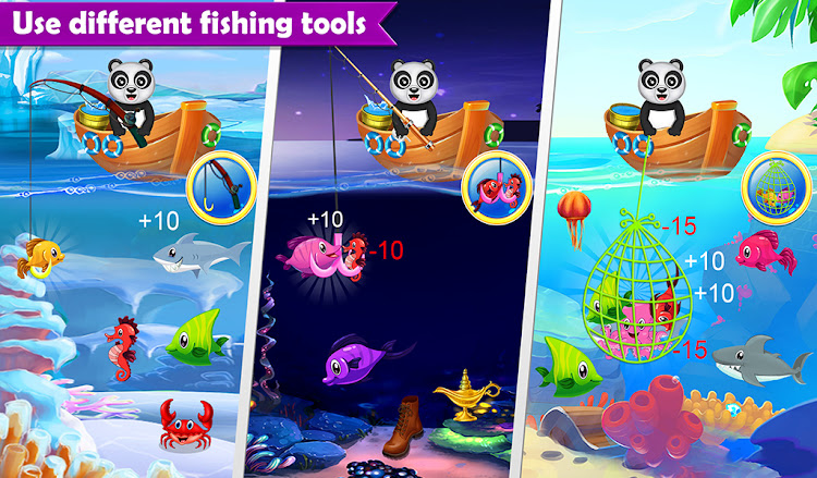 #4. Fisher Panda - Fishing Games (Android) By: Rolling Panda Arts