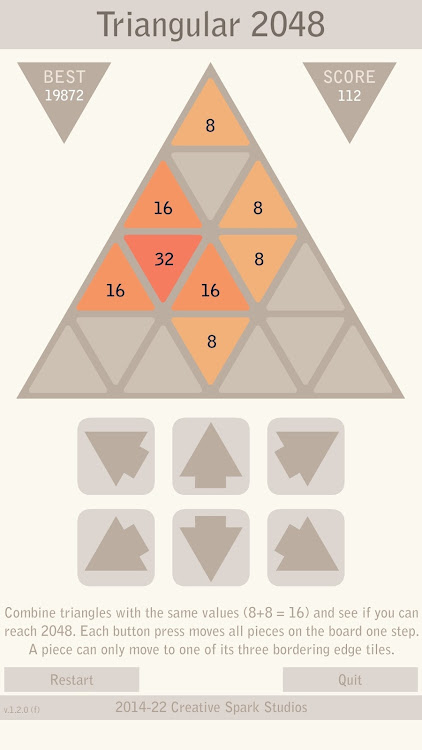 #3. Triangular 2048 - Logic Puzzle (Android) By: Creative Spark Studios