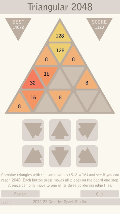 #4. Triangular 2048 - Logic Puzzle (Android) By: Creative Spark Studios