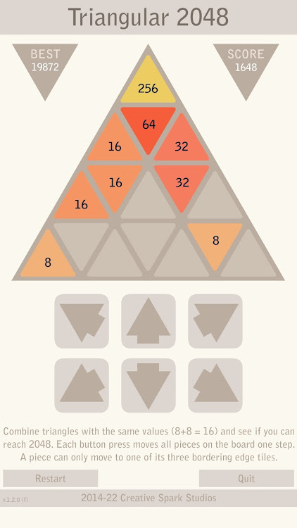 #5. Triangular 2048 - Logic Puzzle (Android) By: Creative Spark Studios