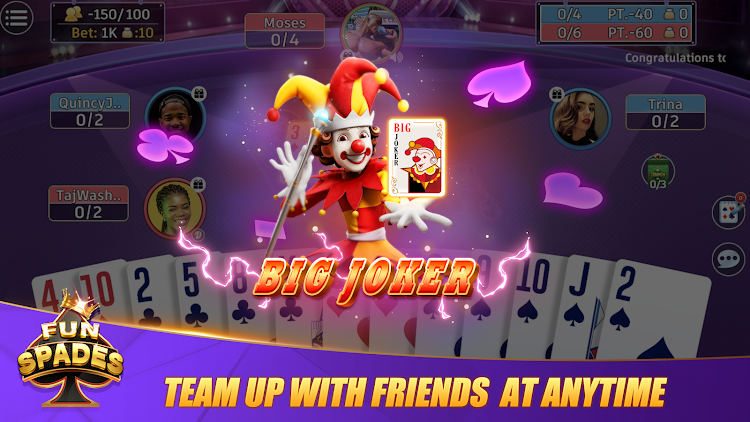 #2. Fun Spades - Online Card Game (Android) By: Fast Game Limited