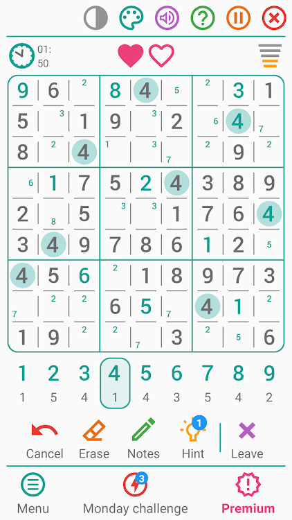 #2. Sudoku - Classic Puzzle Game (Android) By: LEZIGAME