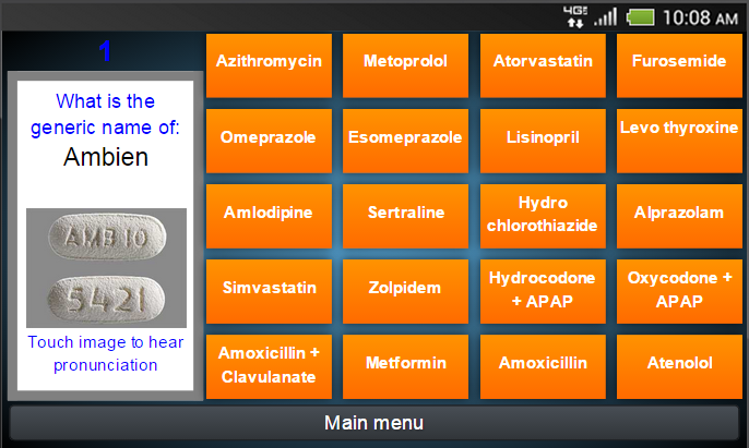 #2. 200 Drug Matching Game (Android) By: Denali Rx