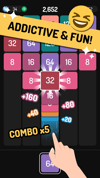 #4. X2 Blocks: 2048 Drop & Merge! (Android) By: Kolmo Games