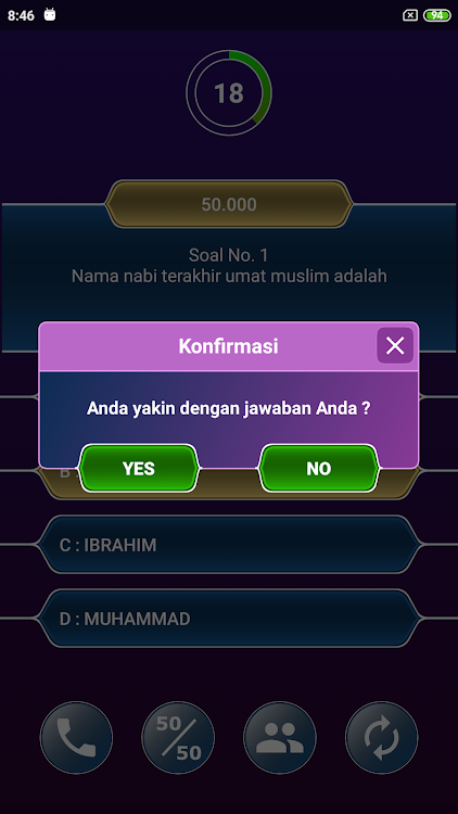 #3. Kuis Millionaire Indonesia (Android) By: Strukturkode Studio