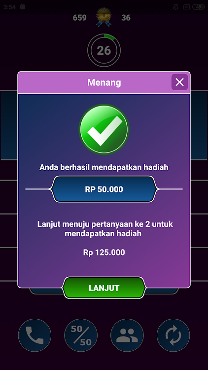 #6. Kuis Millionaire Indonesia (Android) By: Strukturkode Studio