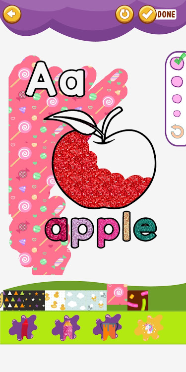 #2. Coloring Glitter Alphabets ABC (Android) By: Maya iMobile Inc.