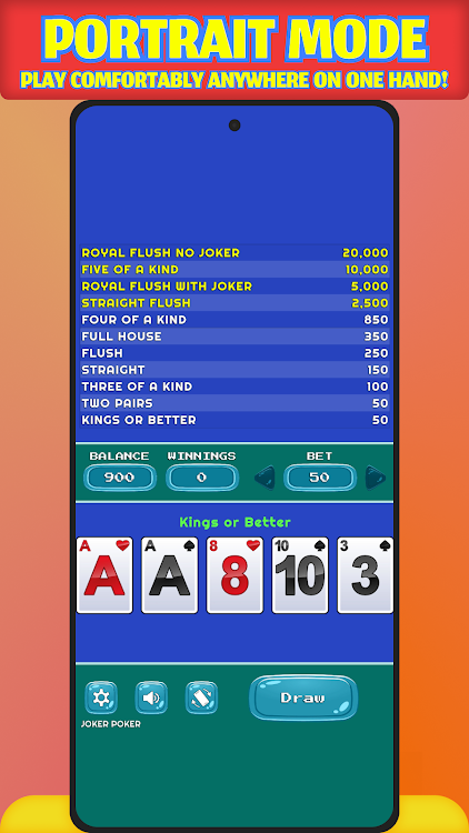 #1. Joker Poker - Offline (Android) By: Space Sheep