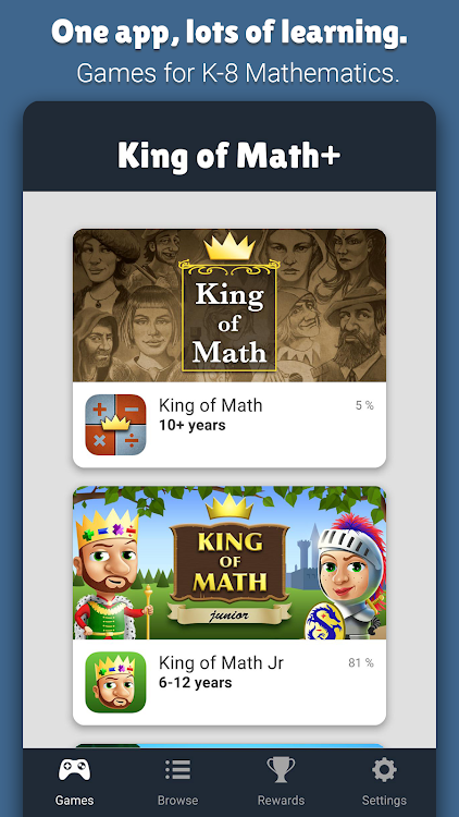 #1. King of Math+ (Android) By: Oddrobo Software AB