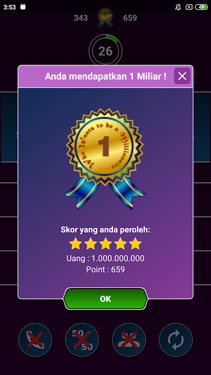 #1. Kuis Millionaire Indonesia (Android) By: Strukturkode Studio