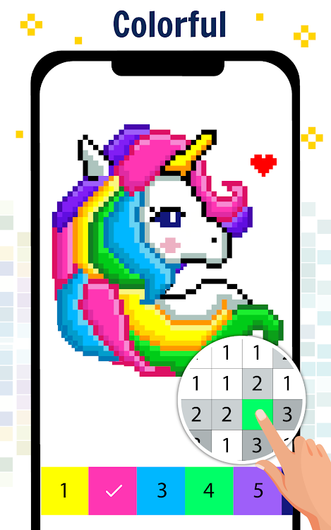 #1. Pixel Art Color by number Game (Android) By: GunjanApps Studios