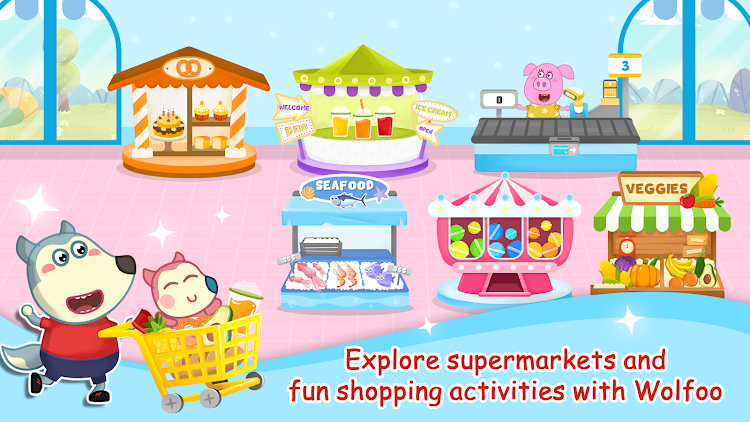 #1. Wolfoo Supermarket, Shopping (Android) By: Wolfoo Family