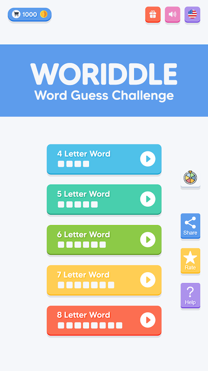 #1. Woriddle! Word Guess Challenge (Android) By: Eggies