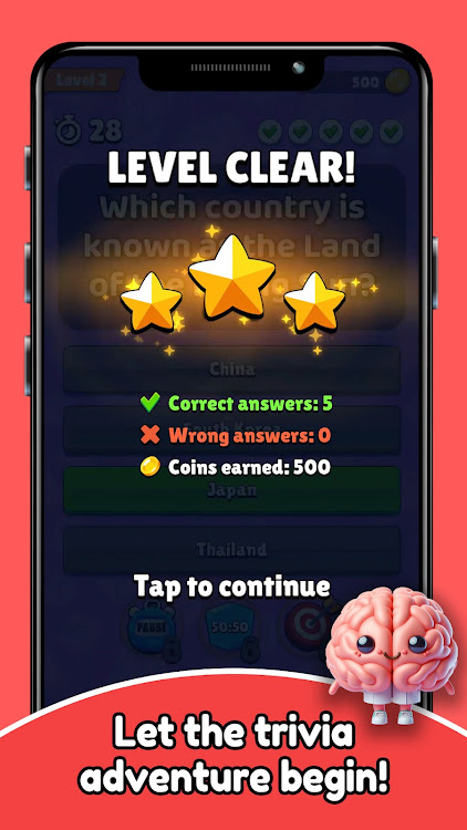 #5. Brainy Quiz: Trivia Challenge (Android) By: FluffyFoxGames