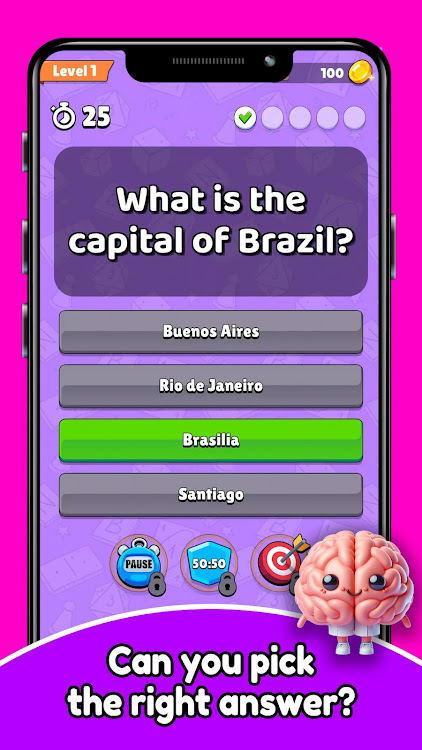 #6. Brainy Quiz: Trivia Challenge (Android) By: FluffyFoxGames