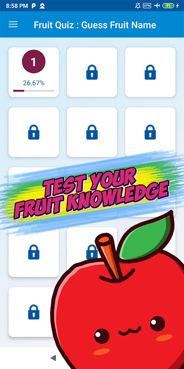 #2. Guess the fruit name game (Android) By: khicomro