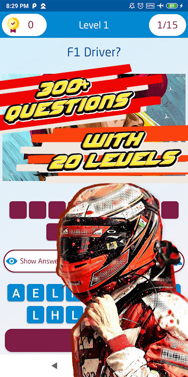 #3. auto racing quiz (Android) By: khicomro