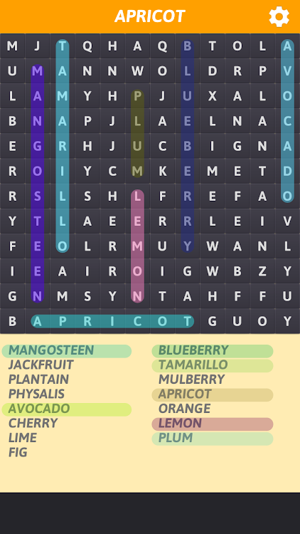 #4. Fruits Word Search (Android) By: Sant Mostarda Catchup Dev Games