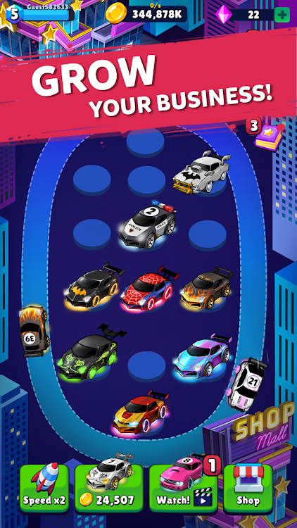 #7. Merge Neon Car: Idle Car Merge (Android) By: NOXGAMES