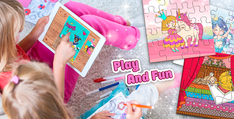 #2. Princess Game Puzzles for Kids (Android) By: Girls Photo Editor