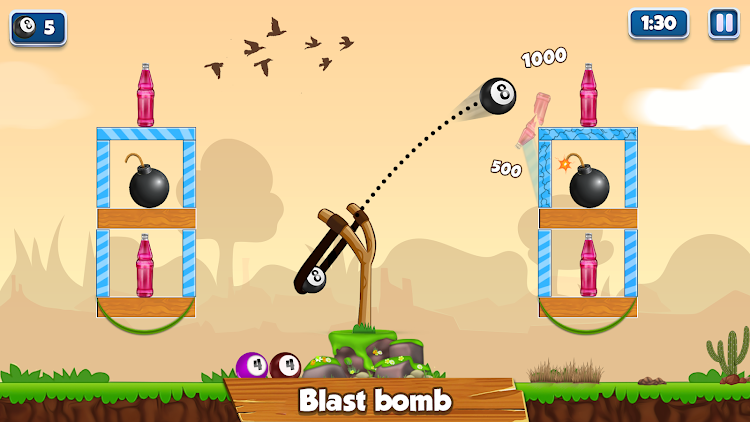 #4. Bottle Shooter Slingshot Game (Android) By: Dreamland Games Inc.