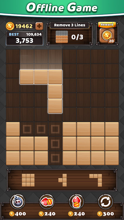 #9. Block Puzzle King : Wood Block (Android) By: SUPERBOX Inc