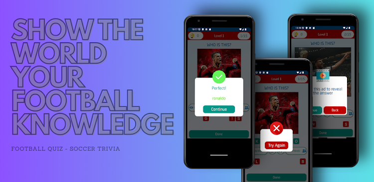 #2. Football Quiz - Trivia Puzzle (Android) By: BXAdesign